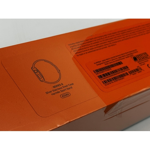 1037 - Hermes Apple Watch Series 6, 40mm Silver Stainless Steel Case, Hermes Sport Band, as new unopened in... 