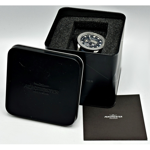 1038 - Aeromeister of Amsterdam Automatic brushed steel gents watch, in as new condition in box