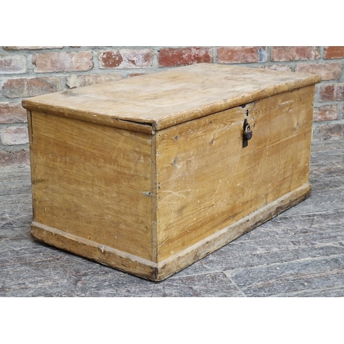 2371 - Antique pine blanket box, H 43cm x W 87.5cm x D 47.5cm