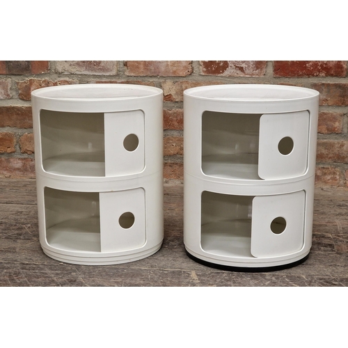 2249 - Anna Castelli for Kartell - Pair of acrylic round side tables with two sliding doors, H 39.5cm x W 3... 