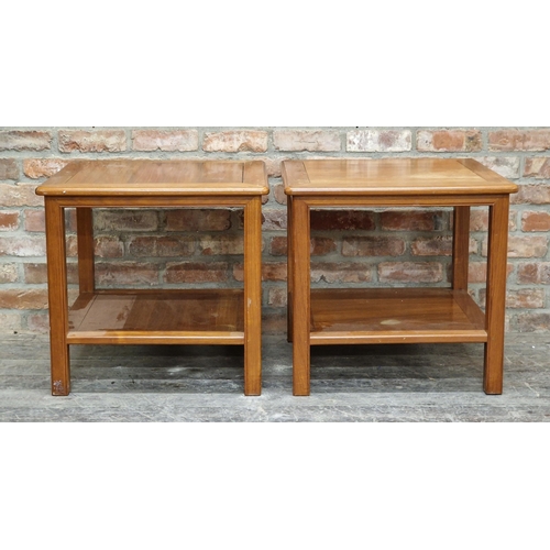 2251 - Pair of Danish two tiered teak coffee tables, H 61cm x W 65cm (2)