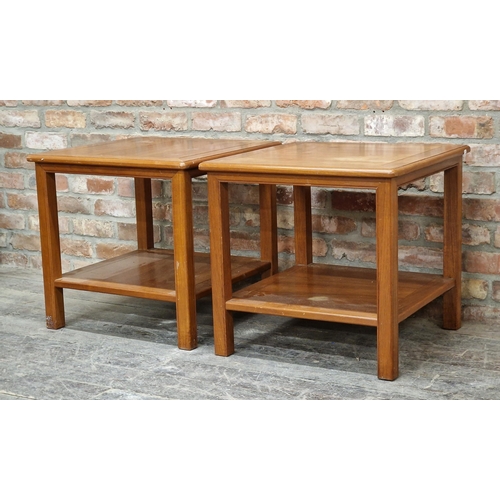 2251 - Pair of Danish two tiered teak coffee tables, H 61cm x W 65cm (2)