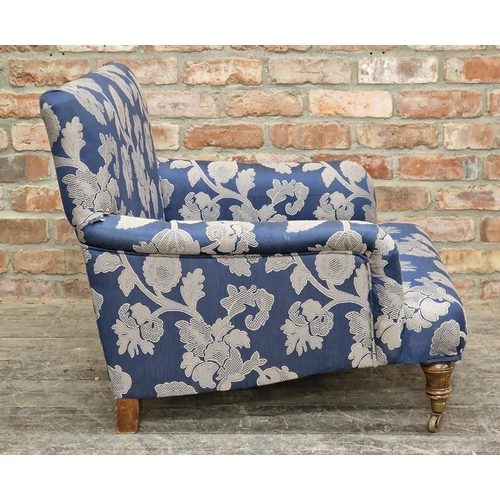 2378 - Contemporary Howard style armchair with floral upholstery raised on brass castors H 71cm x W 79cm x ... 