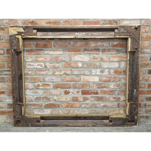 2462 - Large 19th century gilt and gesso picture frame, H 128cm x W 158cm x D 13cm, internal measurements 1... 