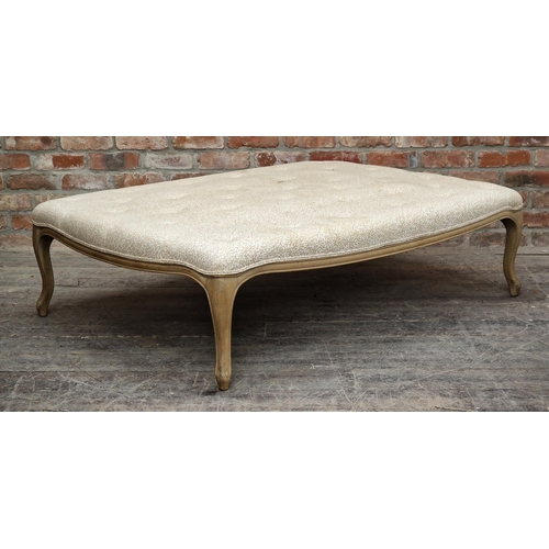 2393 - Large contemporary French style upholstered button back footstool raised on cabriole legs, H 40cm x ... 