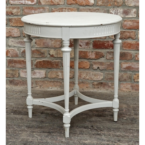 2394 - Contemporary painted circular side table with turned fluted legs, H 72cm x W 66cm