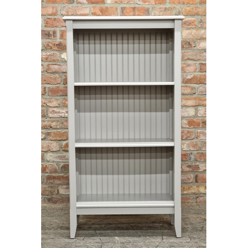 2397 - Contemporary painted open bookcase, H 143cm x W 76cm x D 33cm