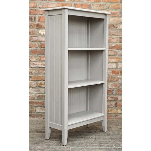 2397 - Contemporary painted open bookcase, H 143cm x W 76cm x D 33cm