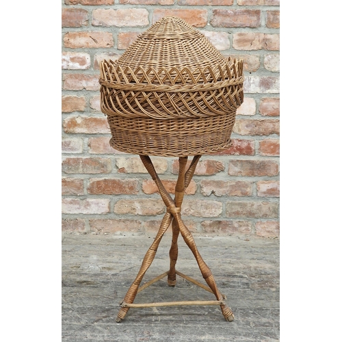 2405 - Hungarian wicker bread basket on stand, H 95cm