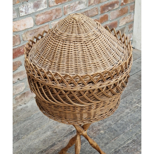 2405 - Hungarian wicker bread basket on stand, H 95cm