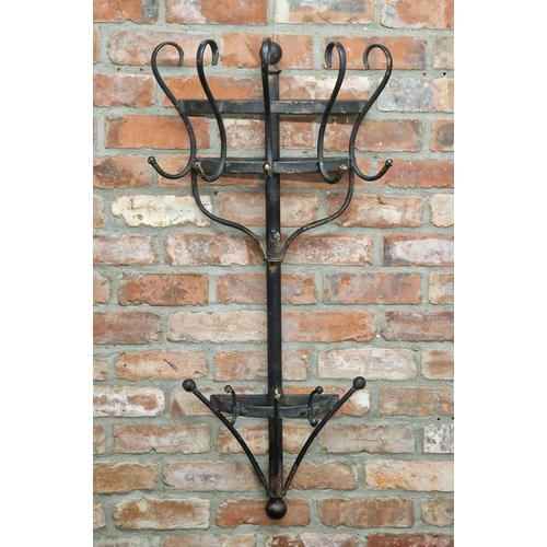 2408 - Contemporary metal wall hanging coat rack with painted finish, H 111cm x W 52cm