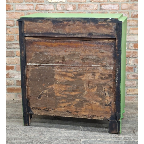 2417 - Painted chest of four drawers with turned front legs, H 109cm x W 99cm x D 50cm