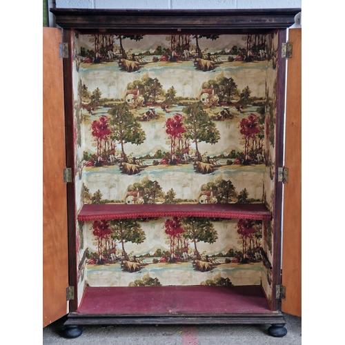 2418 - Decorative mahogany two door hall cupboard with painted inset panels of Italian scenes and flowers, ... 