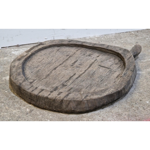 259 - Eastern wooden pan with handle, H 7cm x W 79cm