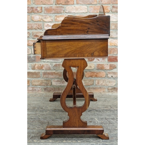 2360 - Victorian mahogany washstand with three quarter gallery back, lyre shaped ends, moulded edge and two... 