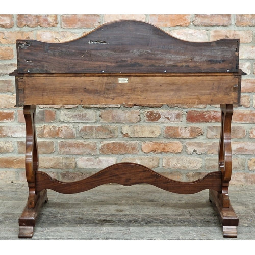 2360 - Victorian mahogany washstand with three quarter gallery back, lyre shaped ends, moulded edge and two... 