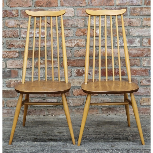 2245 - Pair of vintage Ercol Goldsmith light elm chairs, H 98cm x D 43cm (2)