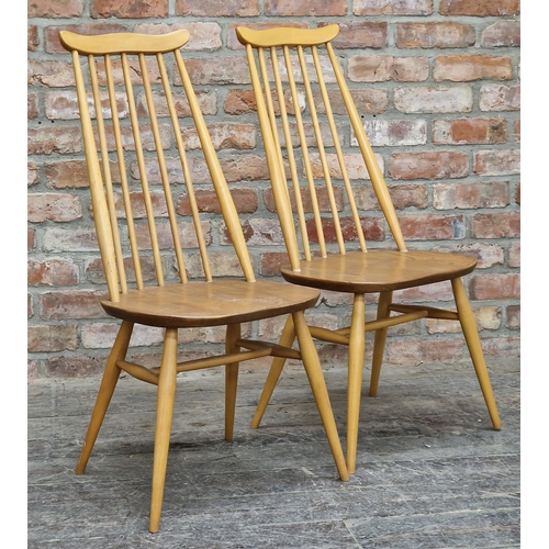 2245 - Pair of vintage Ercol Goldsmith light elm chairs, H 98cm x D 43cm (2)