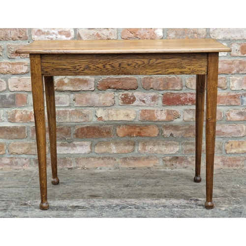 2368 - Antique Cotswold school style oak side table raised on tapered legs, H 75cm x W 91cm x D 46cm