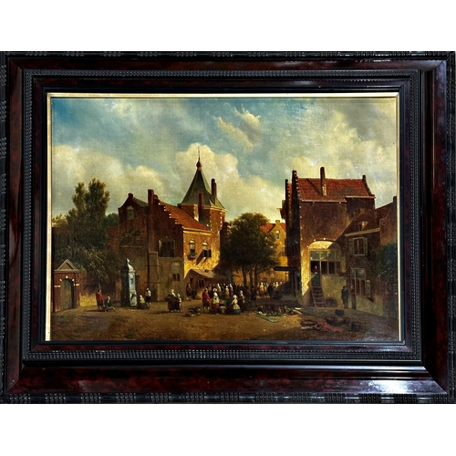 2500 - D. Pols (19th century, Dutch) - Street scene with figures, signed, oil on canvas, 43 x 60cm, framed