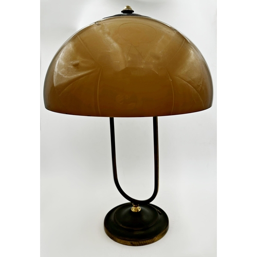 2215 - Guzzini style Italian brass table lamp with Perspex mushroom shade, 50cm high