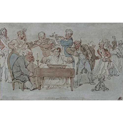 2514 - Thomas Rowlandson (1757-1827) - 'Playing in Parts', monogrammed, pen and ink and watercolour, 10.5 x... 