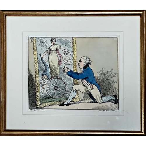 2516 - Thomas Rowlandson after George Woodward - Seven satirical caricatures of figures on their knees pray... 