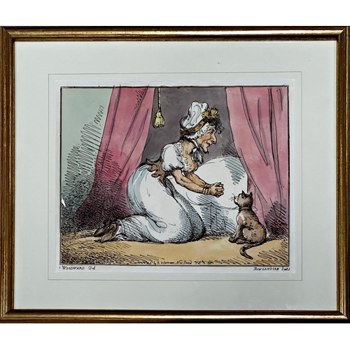 2516 - Thomas Rowlandson after George Woodward - Seven satirical caricatures of figures on their knees pray... 