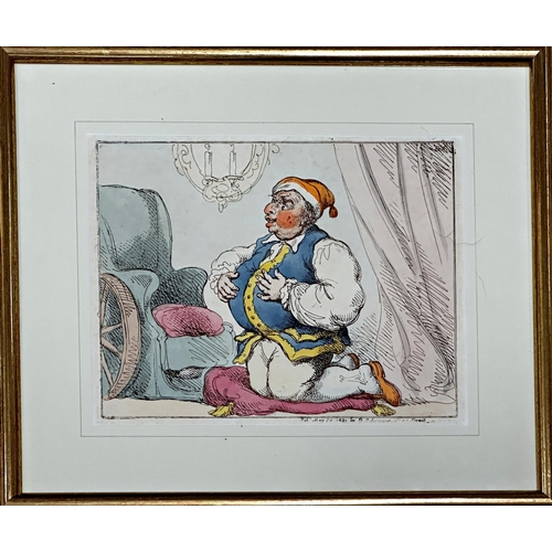 2516 - Thomas Rowlandson after George Woodward - Seven satirical caricatures of figures on their knees pray... 