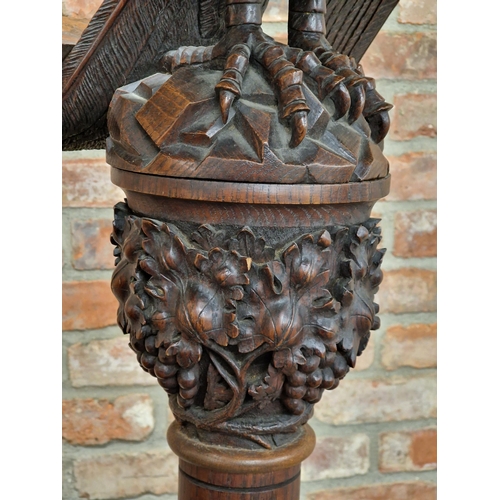 2437 - Exceptional Victorian carved oak eagle lecturn, the well carved eagle on column, the top carved with... 