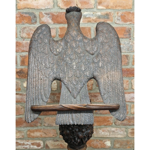 2437 - Exceptional Victorian carved oak eagle lecturn, the well carved eagle on column, the top carved with... 