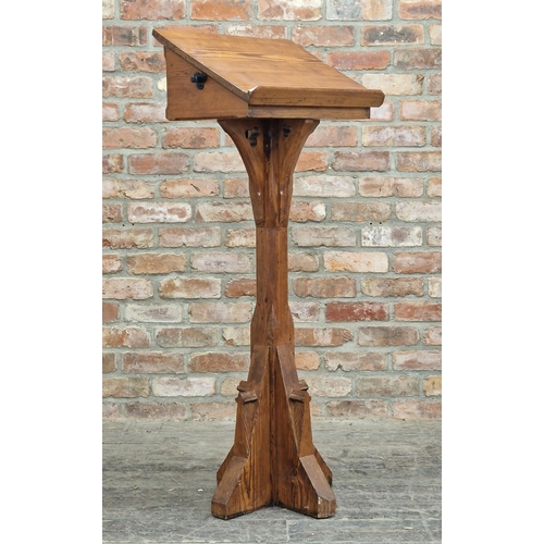 2439 - Antique pitch pine gothic lectern, carved with a Star of David, 133cm high x 55cm wide