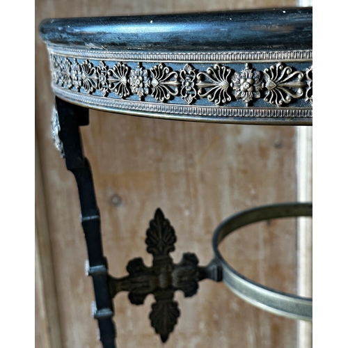 2453 - Two Tiered Mirrored French Empire wine/occasional Table with applied metal detail
70 high x 41cm dia... 