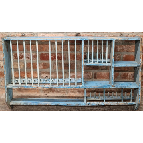 2455 - Two rustic chests with rising lids together with a painted hanging wall rack (3)