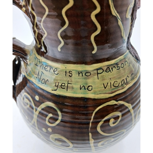 4 - The estate of Peter & Joy Evans of Whiteway, Stroud - Large Peter Currell Brown Jug (Pagan Sun) with... 