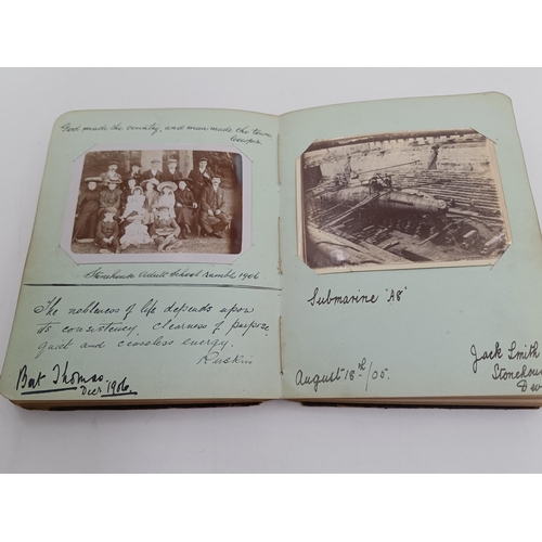 61 - The estate of Peter & Joy Evans of Whiteway, Stroud - a small leather bound album gifted to Maude Ro... 