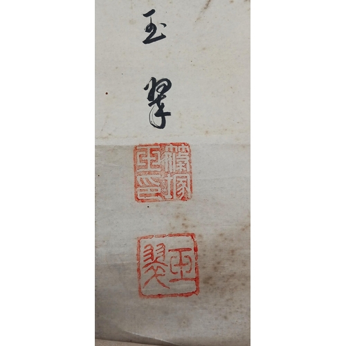 73 - The estate of Peter & Joy Evans of Whiteway, Stroud - Ancient Chinese work on rice paper of a bearde... 