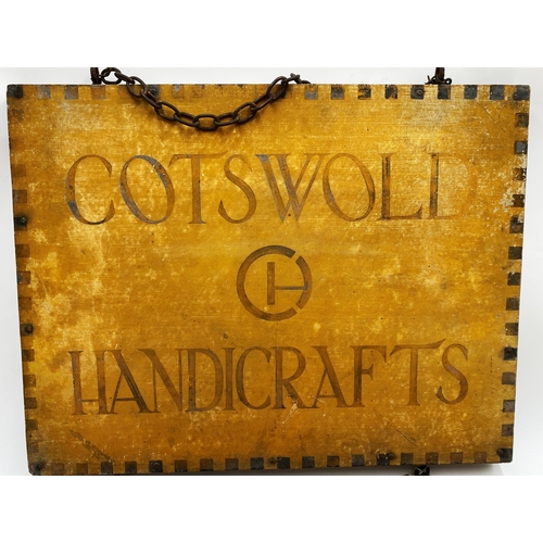 28 - The estate of Peter & Joy Evans of Whiteway, Stroud - 'Cotswolds Handicrafts' hand painted twin side... 