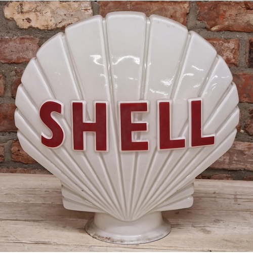 2127 - Advertising - Shell, glass petrol pump globe by Haliware, 44 x 44cm (small chip in foot rim)