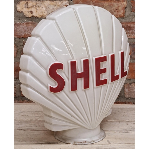 2127 - Advertising - Shell, glass petrol pump globe by Haliware, 44 x 44cm (small chip in foot rim)