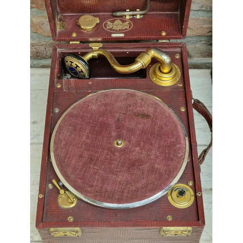 414 - Electron Edison Bell wind up box gramophone, with collection of 78s, further box gramophone (2)