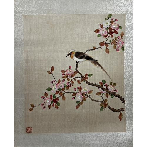 233 - Eleven various Chinese watercolours on silk of birds amidst foliage, mostly with red seal mark, vari... 