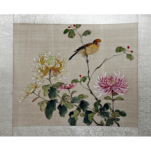 233 - Eleven various Chinese watercolours on silk of birds amidst foliage, mostly with red seal mark, vari... 