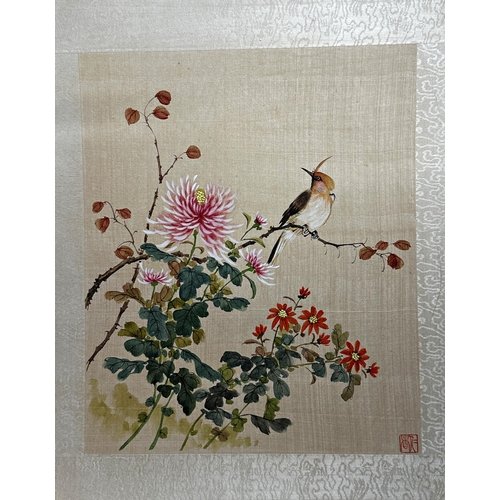 233 - Eleven various Chinese watercolours on silk of birds amidst foliage, mostly with red seal mark, vari... 