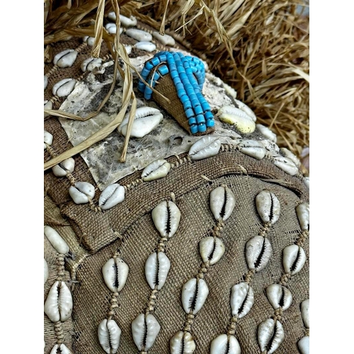 229 - Kuba (Mukueem) Elephant Tribal Headress - Cowrie Shell and Bead Decoration, 41cm high