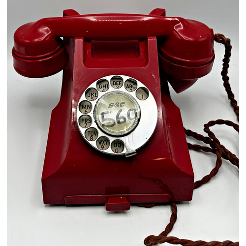 419 - Vintage red Bakelite telephone