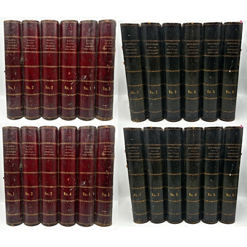 386 - Four various 19th century large faux books, joined in sets of six, in leather and applied with marbl... 