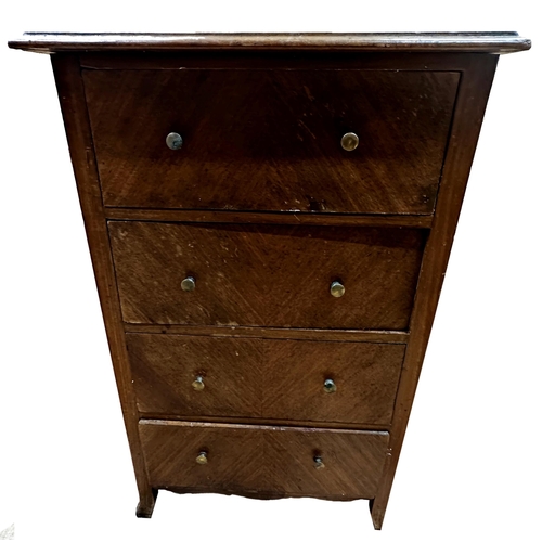 277 - French kingwood apprentice or table top chest of four drawers, with baise lined interior, 52 x 33cm