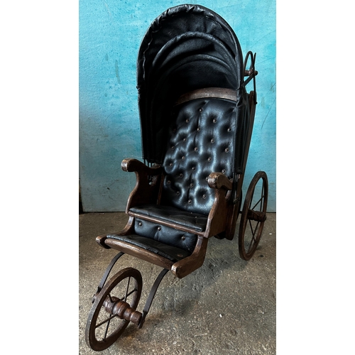 2457 - Two Victorian dolls prams with studded leather upholstery (2)