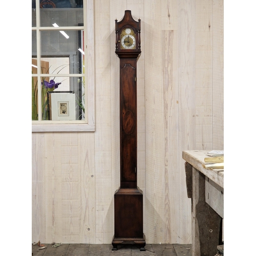 1063 - Unusual slim Grandmother clock, well made mahogany case, the dial 6.5